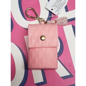 BBW Pink Rose Snapcase PocketBac Holder w. Bottle Charm Backpack Purse Keychain